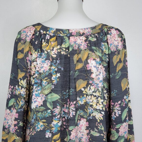 LC Lauren Conrad Watercolor Floral Feminine Peasant Pullover Top Blouse Size S - Picture 8 of 13